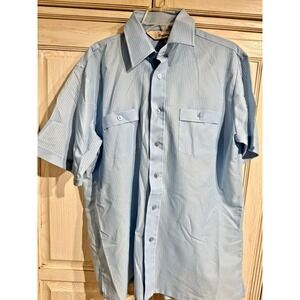 VTG Kingsport 50s 60s Sheer Blue Button Up Shirt Mens L